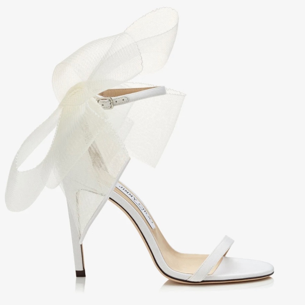 Aveline 100 Asymmetric Grosgrain Mesh Bows Sandals